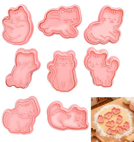 8 Stück Plätzchenausstecher Katze, Plätzchen Ausstecher, Ausstechformen Kinder, Plätzchenform Tiere für DIY Gebäck, Keksteig, Fondant, Donuts und Kuchendekoration