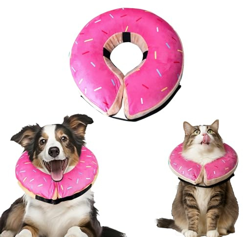 SilverChry Uppblåsbart halsband för hundar och katter, uppblåsbart hundhalsband, perfekt för postoperativ såråterhämtning och påverkar inte sömnen eller matar (rosa, XL)