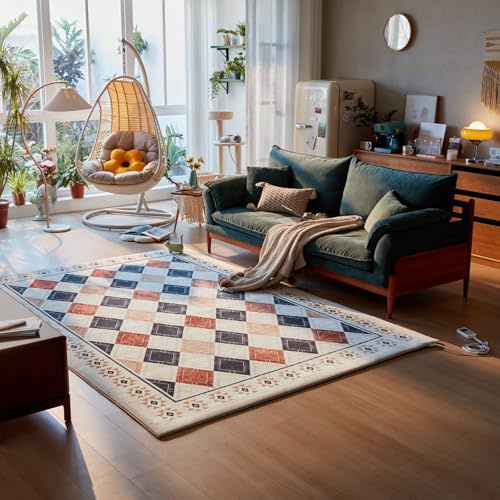ZcxTry Removable Washable Heated Floor Mat Graphene Electric Heating Carpet, Heated Area Rug Heater Floor Mat Heated Rug, Heated Floor Mat under Desk Table with Thermostat And Timer,01,78.74x98.42in