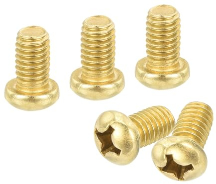 QUARKZMAN 12 Stück Messingschrauben Kreuzschlitz, M6x10mm Phillips Messing Maschinenschrauben, Pan Head Befestigungsbolzen für Möbel, Büroausstattung, Elektronik, Messingfarbe