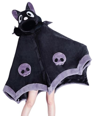 Bat Wearable Blanket Hoodie - Cute Bat Design Anime Blanket With Demon Wings, Super Soft Comfortable Cartoon Bats Cloak, Nap Blankets For Halloween For Cosplay, Home, Theme