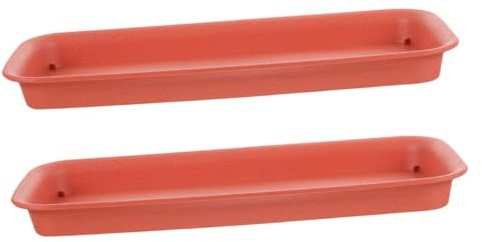 Lurrose Lot de 2 Plateaux de Plantes Rectangulaires 40 Cm en Plastique Brique Rouge pour Pots D’intérieur et Extérieur, Soucoupes Récupératrices D’Eau Antidébordement, Usage Jardin