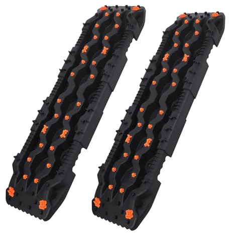 Bergungsbretter für Geländefahrzeuge 2 STÜCKE PP Große Auto Off-Road Traktion Boards Track Recovery for Sand Schlamm Schnee Fahrzeug Lkw Jeep SUV RV Reifen Matten(Orange)