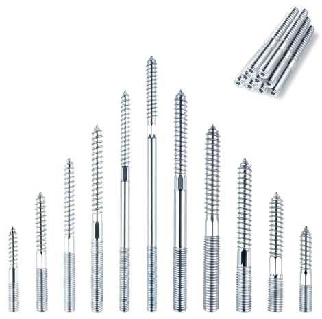 SHBAOCH Doppelgewindeschrauben M8 x 160 mm 10 Stück Stockschrauben Holzschrauben, Doppelseitige Dübelschrauben Schraubstifte für für Holzschrauben Möbelbeine Metallbüge