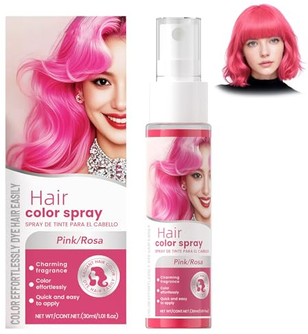 Temporary Pink Hair Colour Spray - Pink Hair Dye - Washable Hair Colour Instant Styling for Adults - Coloured Hair Spray for Party,Halloween, Birthdays,Cosplay,Christmas