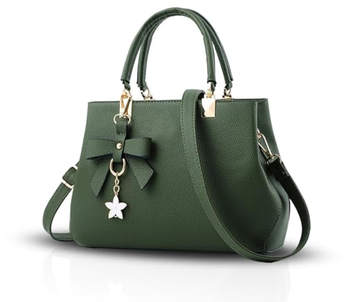 NICOLE & DORIS Damen Handtaschen Designer Tasche Elegante Frauen Umhängetasche PU Leather Shopper Henkeltasche mit Abnehmbar Schulterriemen Grün