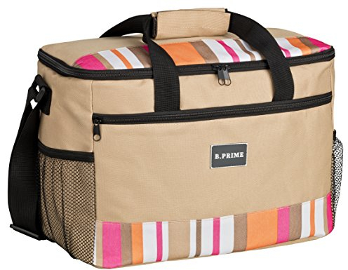 B.PRIME 20L Kühltasche Classic BEIGE I 36x26x22cm I Isoliertasche I Lunch-Tasche I Kühlbox I Picknick-Tasche I Eistasche I Campingtasche I Picknick I Outdoor I Reisen I Einkauf I Auto