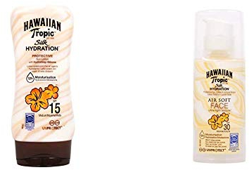 Hawaiian Tropic Silk Hydration Protective Sun Lotion Sonnencreme LSF 15, 180 ml, 1 St + Silk Hydration Sun Lotion Air Soft Face Sonnencreme LSF 30, 50 ml, 1 St