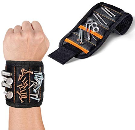JZK Magnetisches Armband mit 15 Magneten zum Halten Schrauben Nägel Nüsse Schrauben Bohren Bits, magnetarmband werkzeug Geschenk für Papa Mann Zimmermann Klempner