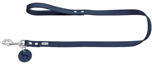 HUNTER Hundeführleine, Leder, schlicht, strapazierfähig, geschmeidig, Handschlaufe, 2.0 x 100 cm, dunkelblau