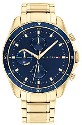 Tommy Hilfiger Multi Zifferblatt Quarz Uhr für Herren mit Goldfarben Edelstahlarmband - 1791834