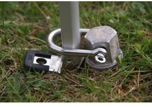 4 x ZELTHERINGE STABIELO Aluminium mit einem WURMSCHRAUBEN Gewinde + Edelstahl SCHÄKEL 24 mm Ø + Tasche