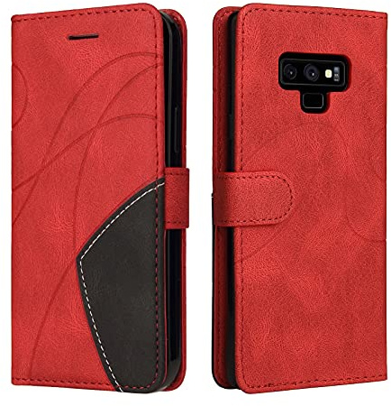 Fatcatparadise Kompatibel mit Samsung Galaxy Note 9 Hülle, Leder PU Brieftasche Handyhülle Flip Case Silikon Bumper Schutzhülle Klapphülle. Lederhülle mit Kartenfächern und Standfunktion (Rot)