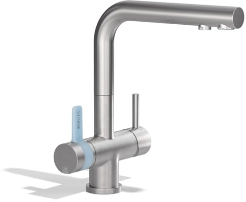 BRITA Sistema de Filtración Integrado de 3 vías | Acero Inoxidable Rectangular | Incluye Filtro BRITA P1000 | Agua filtrada, del grifo y sin instalaciones complicadas