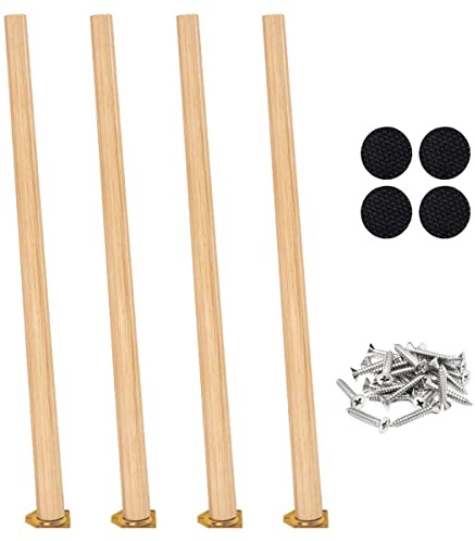 Drenky 4 Stück Möbelfüße Holz Rund Tischbeine, Bettfüße 70 cm, Schreibtischfuß Walnuss-Finish mit Befestigungsbeschlägen für Sessel, Nachttische, Schränke, Kommoden