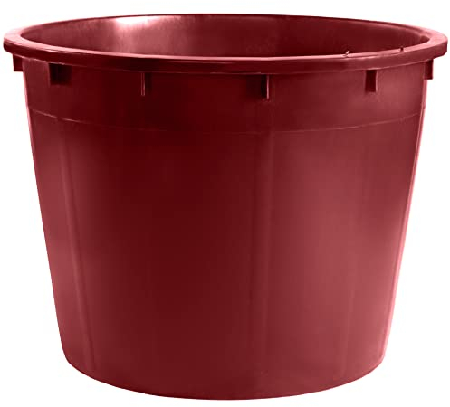 BAUER Bottich 350 L, Rund, Weinrot, Ø 94 (Oben) x 71 cm; Regentonne, Regenwassertonne, Regenwassertank, Mörtelwanne, Maurerkübel, Pflanzkübel für Garten und Baustelle
