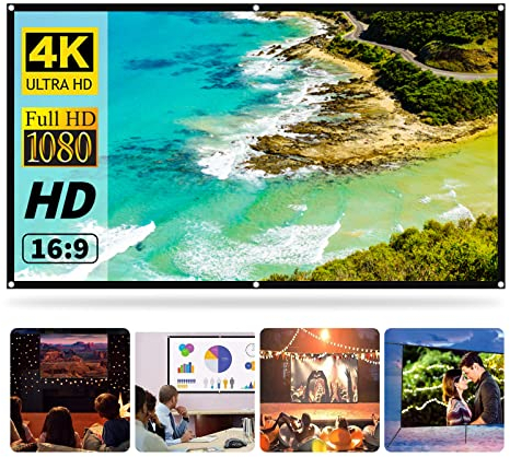 Schermo Proiettore 84 Pollici, 16:9 HD Telo Proiettore Anti Rughe Pieghevole Portatile Lavabile, Schermo Portatile e Pieghevole, Schermo Proiezione Esterno per Casa Ufficio Eventi All`Aperto Teatro