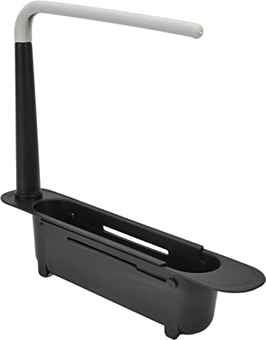 Teleskop Spülbecken Aufbewahrungsregal, Teleskopisches Spülbeckenregal Abflusskorb Multifunktionales Küchen Teleskopregal Küchenspülen Aufbewahrungskorb Für Spüle Küche Geschirrtuch Aufhänger Schwarz