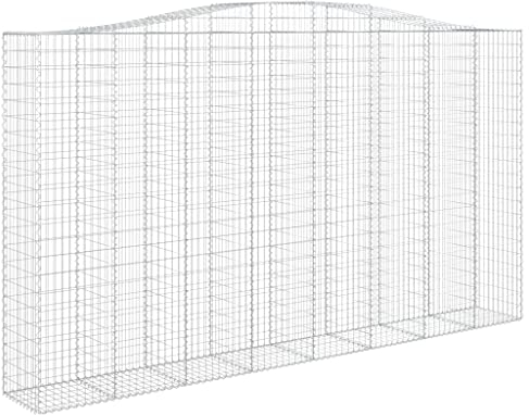 vidaXL Paniers à gabions arqués 2 pcs 400x50x220/240 cm Fer galvanisé, Gabion, Cage de Gabion, Panier de Mur de Gabion, Mur de Gabion