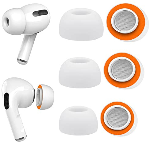 YieJoya Replacement Earplugs for Airpods Pro, UPGRADED Eartips with Hole for Noise Reduction, 3 Pairs Soft Memory Foma Silicone Ear Tips for AirPods Pro Suitable for the Charging (S/M/L, White)