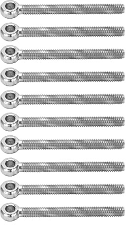Pernos de ojo Garosa de acero inoxidable 304, M6x60 con tuercas, alta resistencia para elevación y aparejo, 10 unidades | Pernos de Ojo M6x60 de Acero Inoxidable 304, 10 Unidades,Resistente a la Corrosión y Bajas Temperaturas