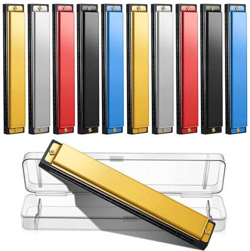 Lukmaa 10 Pcs Diatonic Harmonica Set with Case, C Key, 24 Hole 24 Tones