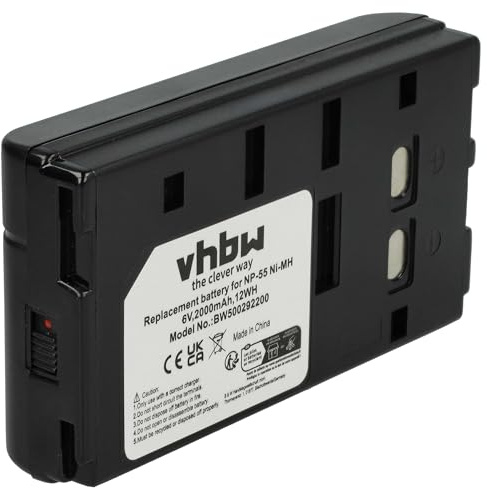 vhbw batteria sostituisce Sharp VR-BT75/80, VR-BH70/80, BT-BH85U per videocamera camcorder (2000mAh, 6V, NiMH)