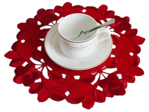 4 Stück Retro Spitze Tischsets,Dekor Makramee Untersetzer,Bestickt Blume