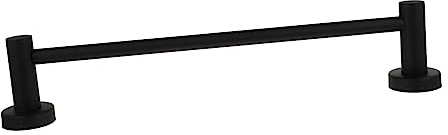 jojofuny Adjustable Stainless Steel Towel Rod Single Pole Wall Mount Towel Rail Black Telescopic