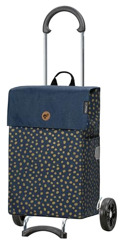 ANDERSEN Einkaufstrolley - Scala Shopper Fita blau | mit Flüsterrädern, klappbar, aus Stahl, bis 40 kg - Tasche mit Seitentasche, Innenfach, Reflektoren, 47 L