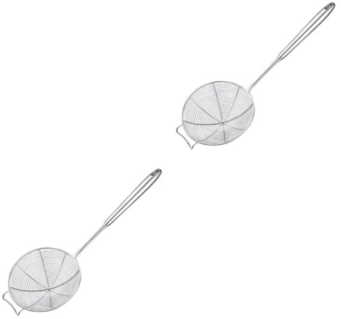 LIFKOME 2pièces Écumoire Acier Inoxydable Avec Manche Outil De Cuisine Pour Filtrer Huile Servir Nouilles Et Fritures