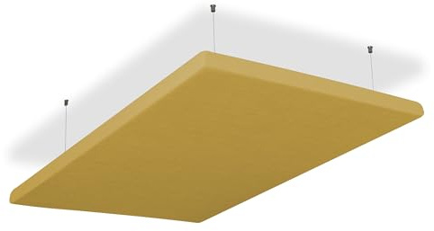 SILENT4® Plafond absorbant acoustique 114x72x5cm en non-tissé acoustique, montage par câble, acoustique améliorée prouvée par panneau acoustique en jaune moutarde