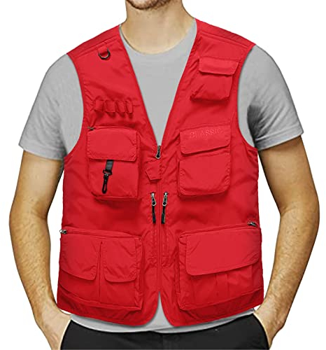 KBOPLEMQ Herren Outdoor Weste Leicht Anglerweste mit Mehreren Taschen Jagdfischen Outdoor Camping Fotografie Ärmellos Angeljacke Sommer Leicht Dünne Weste Outdoorweste Klettern Weste
