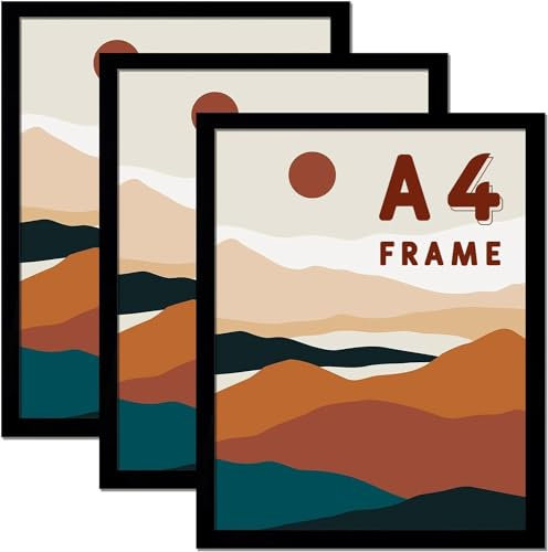 A4 Photo Frames - Christmas Stocking Fillers Gifts,3 Pack Black Poster Frame 20x28.5cm Black Picture Frames for Tabletop Freestanding & Wall Mounting