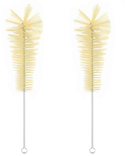 stonylab Erlenmeyer Flask Brushes, 2-Pack Beaker Cylinders Flask Test Tube Brushes Bristle Lab Glassware Cleaning Brushes with Zinc-Plated Iron Wire Handle for Lab Use, 35cm