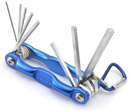 YOCDNOV 1pcs Jeu de clés hexagonales Pliables - Professionnelles à Six pans Creux - Jeu de clés Allen métriques avec Porte-clés pour Réparation et Assemblage