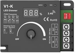 LED-Streifendimmer, 12 V, 24 V, PWM-Frequenz, einstellbar, 1 Kanal, 20 A, Knopf, 2,4 G RF, LED-Dimmer, Touch-Fernbedienung, Dimmer V1-K (Color : V1-K Only)