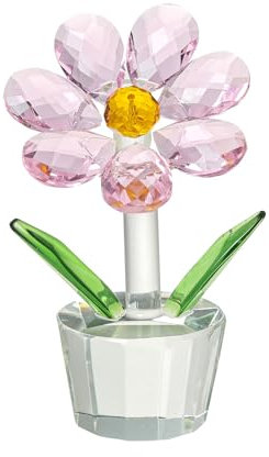 Cosiesnest 1 Pieza Figura de Cristal Colección de Flores de Ensueño de Cristal Figuras de Mesa Coleccionables de Cristal Adorno de Girasol de Cristal para Decoración de Mesa del Hogar (Rosa)