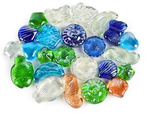 VIOCIWUO Glass Pebbles for Decorative 1LB, Flat Marbles Glass Beads Stone for Floral Arrangements Vases Gem Aquarium Pebbles Vase Filler Decor