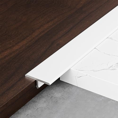 Raouoae Aluminium-T-Formleisten Zierleisten Und Bodenübergangsleisten 3 Stück*90cm Ausgleichsprofil Übergangsschiene Schaffen Eine Nahtlose Und Sichere Oberfläche(Weiß,Breite 15 mm)
