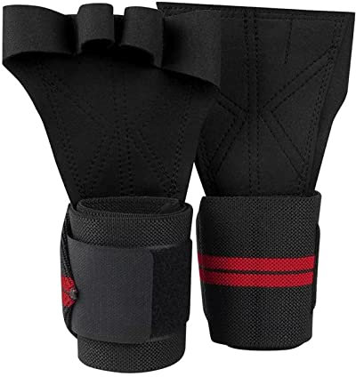 EUTYRG Trainings- und Fitnessarmbänder, Sport-Trainingshandschuhe mit integrierten Handgelenkbandagen, extra Griff, perfekt für (Schwarz M)