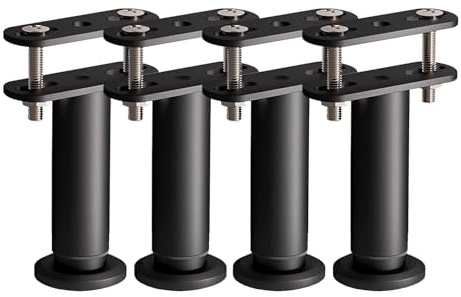 KOVNISE Lot de 4 Pieds de Support de Lit Réglables en Hauteur avec Languettes de Liaison pour Cadre de Lit Lattes Centrales Meubles Lattes de Support en Métal Robuste (180mm-310mm)