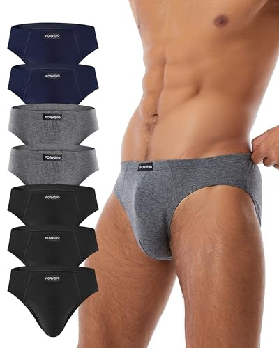 FORVEVO Lot de 7 Slips Hommes Coton, Caleçon Respirant Hommes, Caleçon Classique Souple avec Poche, Stretch, sans Étiquette(XXL,Noir&Marine&Gris)