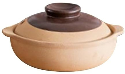 HESHUYAN Tegame Terracotta 500ML/750ML Casseruole Spaghetti di Riso Porridge Zuppa di Latte Stufato di Argilla Terracotta Stufe in Ceramica Resistente al Calore Pentola in Ghisa con Coperchio(500ml)