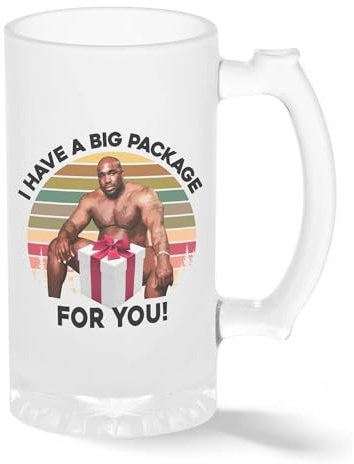 Print Maniacs Retro I Have a Big Package for You Barry Wood Pint Glass Mug Frosted Transparent Novelty Mug for Beer 500ml