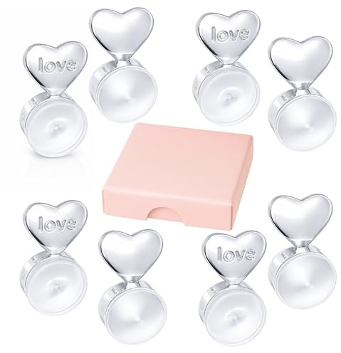 Cris Vida Valor Tuercas Elevadores Diseño Corazón | Pack de 4 Pares Cierres de silicona Hidroalergénicos | Caja de Regalo Premium