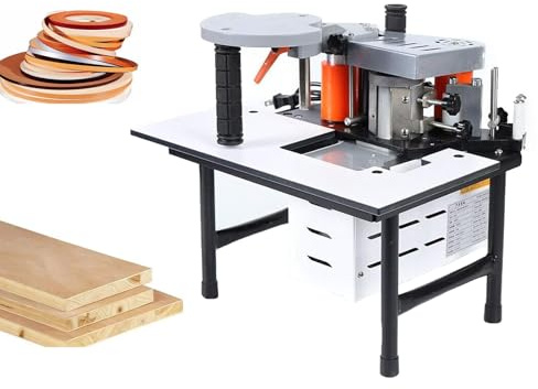 Kindevieft Enchapadora De Cantos, 6 M/Min MáQuina PortáTil para Enchapado De Cantos De Madera Y PVC Enchapadora De Cantos con Encolado De Doble Cara para Cantos Rectos Y En Arco