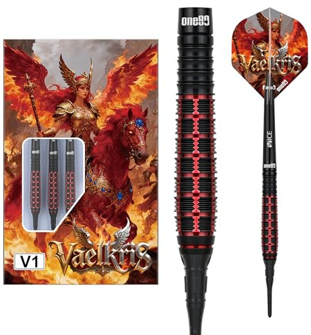 ONE80 Soft Dart Vaelkris VHD 90% Tungsten Softtip Dart Softdart Dartpfeile Set mit Schäften und Flights Hochwertige Tungsten Softdarts