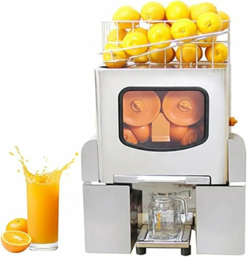 Exprimidor Cítricos Eléctrico Comercial,e-xtractor automático zumo naranja,sistema automático pelado filtrado,30 naranjas/minuto,2 cubetas recolectoras,e-xtraíble para limpieza,bajo nivel ruido