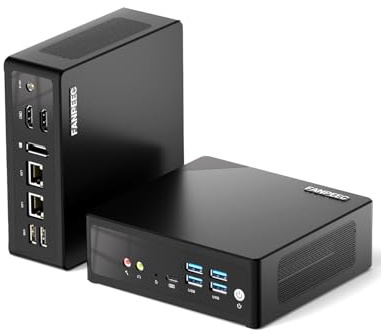 FANPEEC Mini Ordinateur N150, 16Go DDR5 RAM 512Go NVMe SSD, WiFi5, BT4.2, Micro PC avec Ecran 4K (2xHD + 1xDP), 6×USB, 2×RJ45 LAN, Démarrage Automatique, Mini PC Win 11 Pro/Linux/Ubuntu
